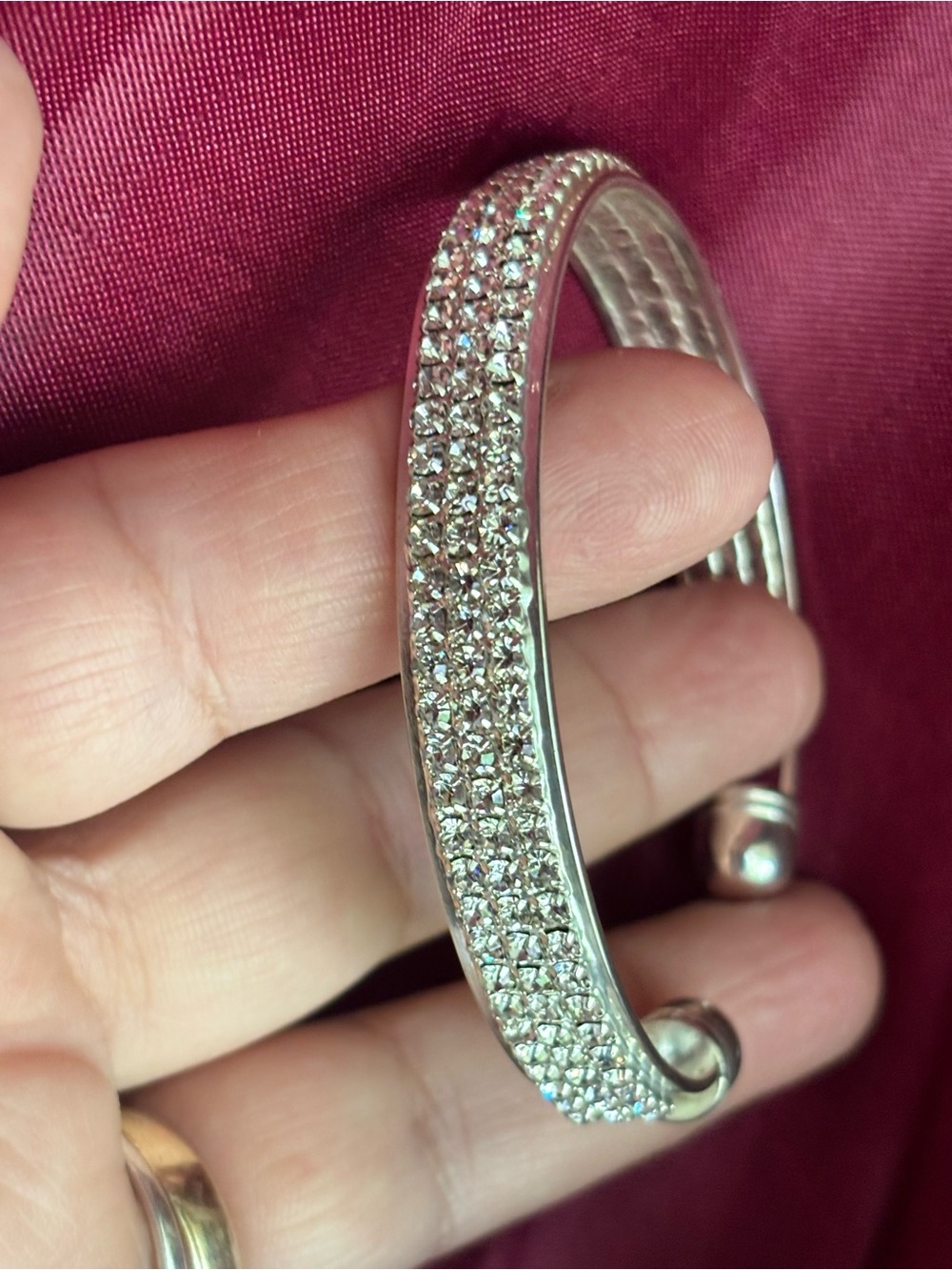 Crystal-Embellished Silver Cuff Bracelet - Women Jewelry